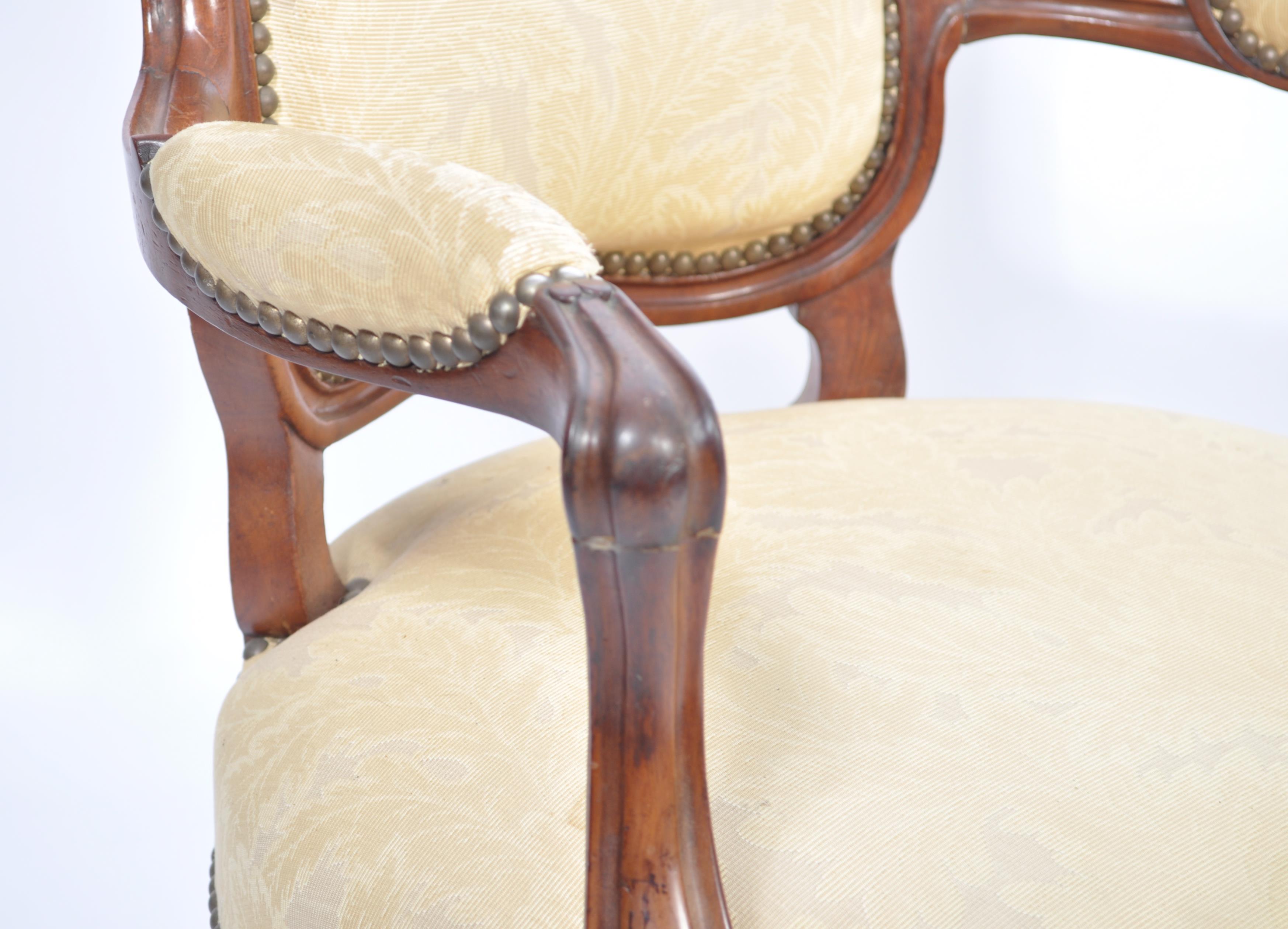 A good 19th century French mahogany fauteuil armchair. Raised on shaped cabriole legs with - Image 3 of 7