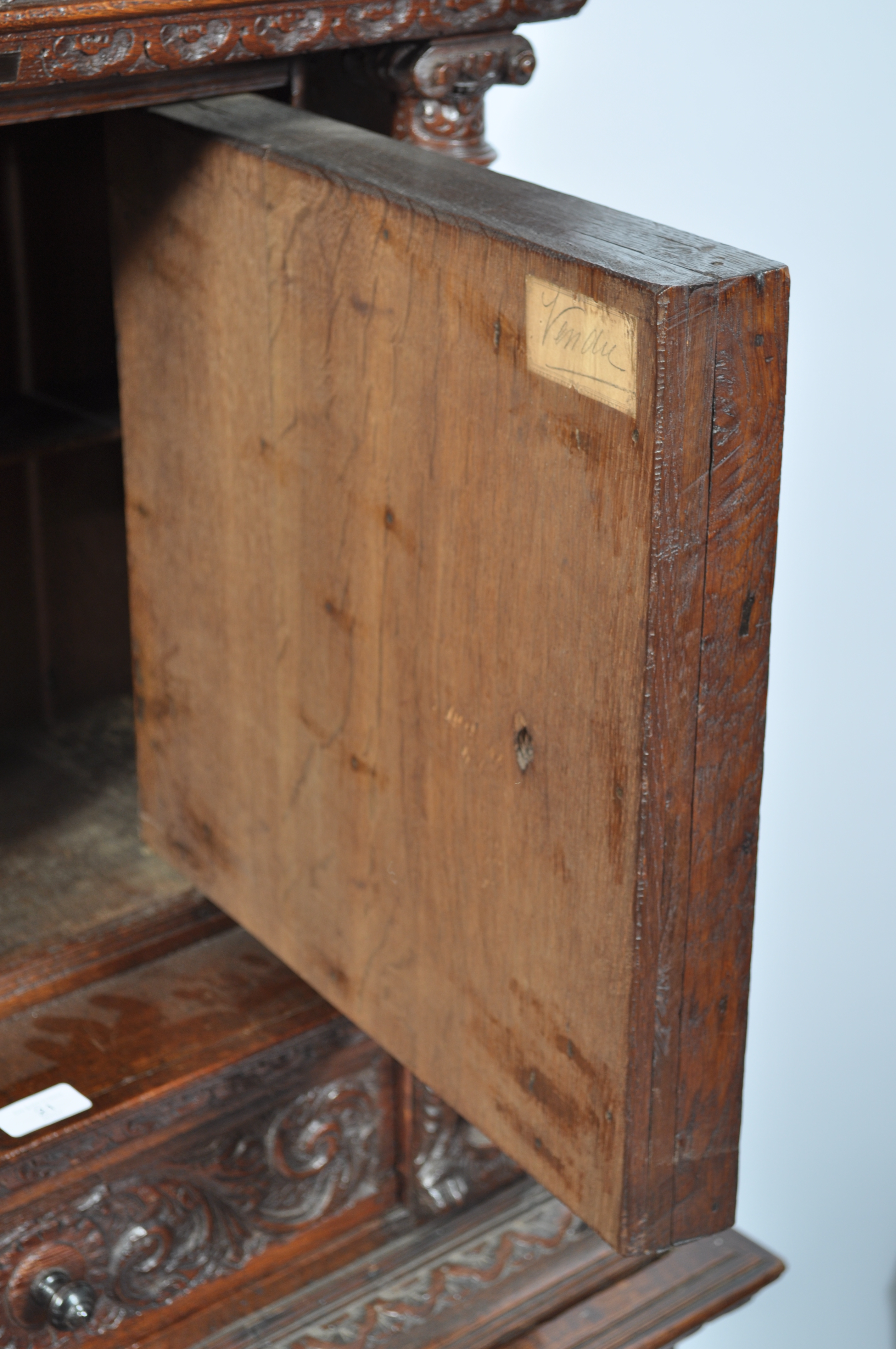 A late 17th / 18th century dutch / Flemish church vestry cabinet on stand. The solid oak carved - Image 11 of 15