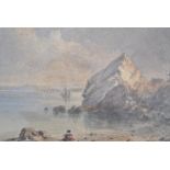 A 19th century English School watercolour painting of a maritime / coastal scene with tall sailing