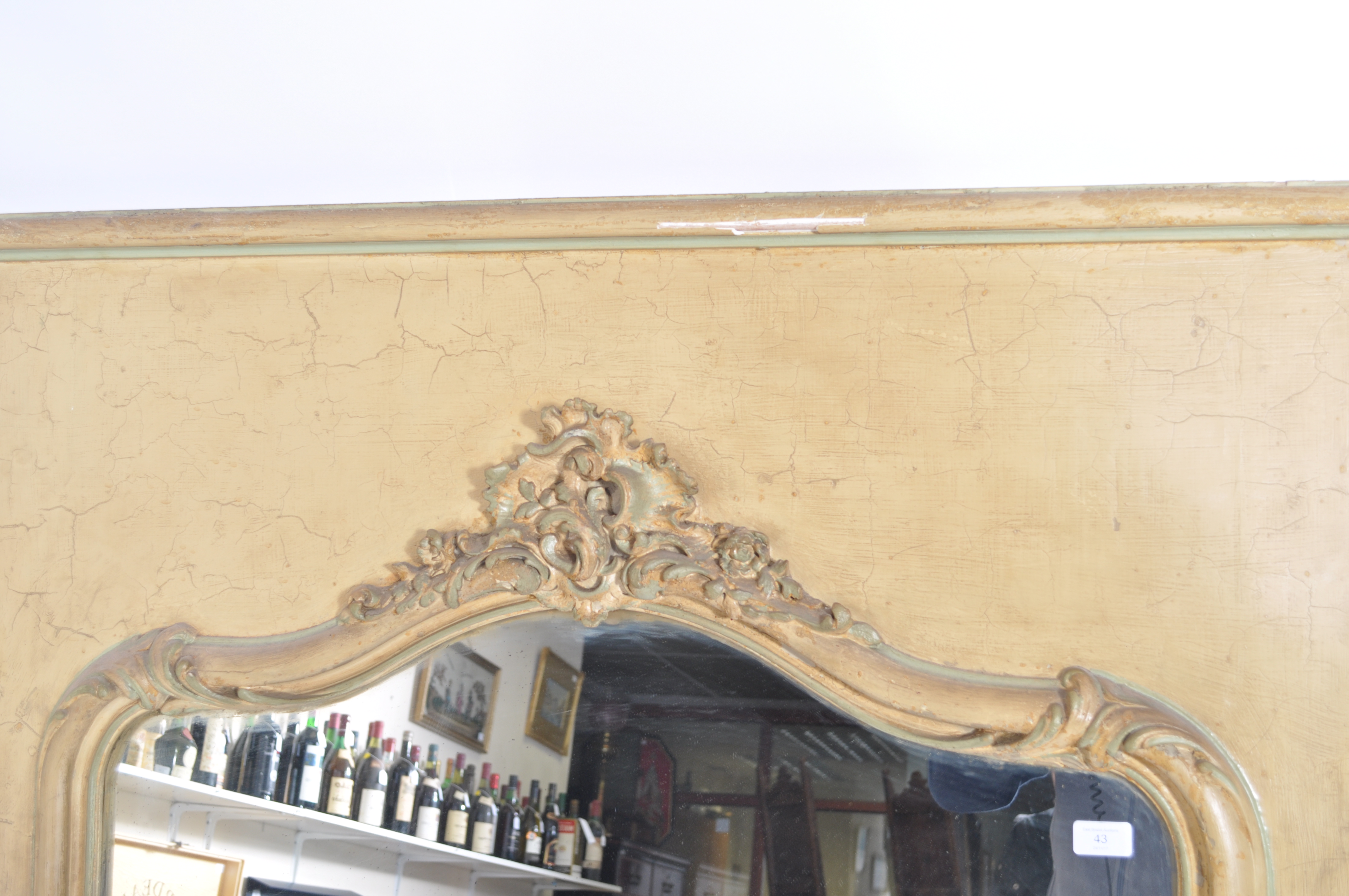 A good large early 20th century French Louis XV gilt plaster wooden wall mirror of large form. The - Image 8 of 8