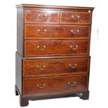 A good 18th / 19th century Georgian mahogany inlaid chest on chest of drawers /  tallboy of low