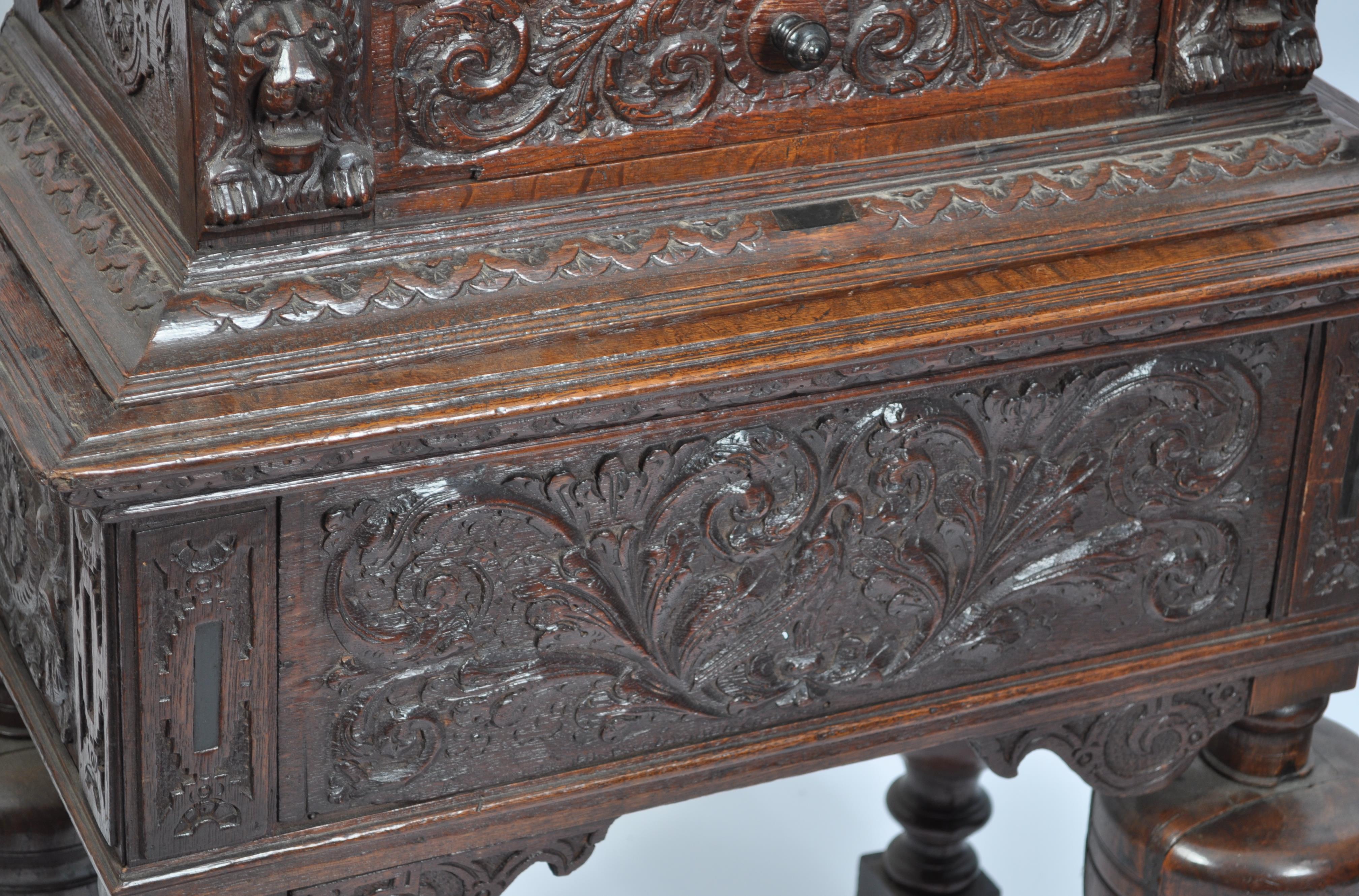 A late 17th / 18th century dutch / Flemish church vestry cabinet on stand. The solid oak carved - Image 2 of 15