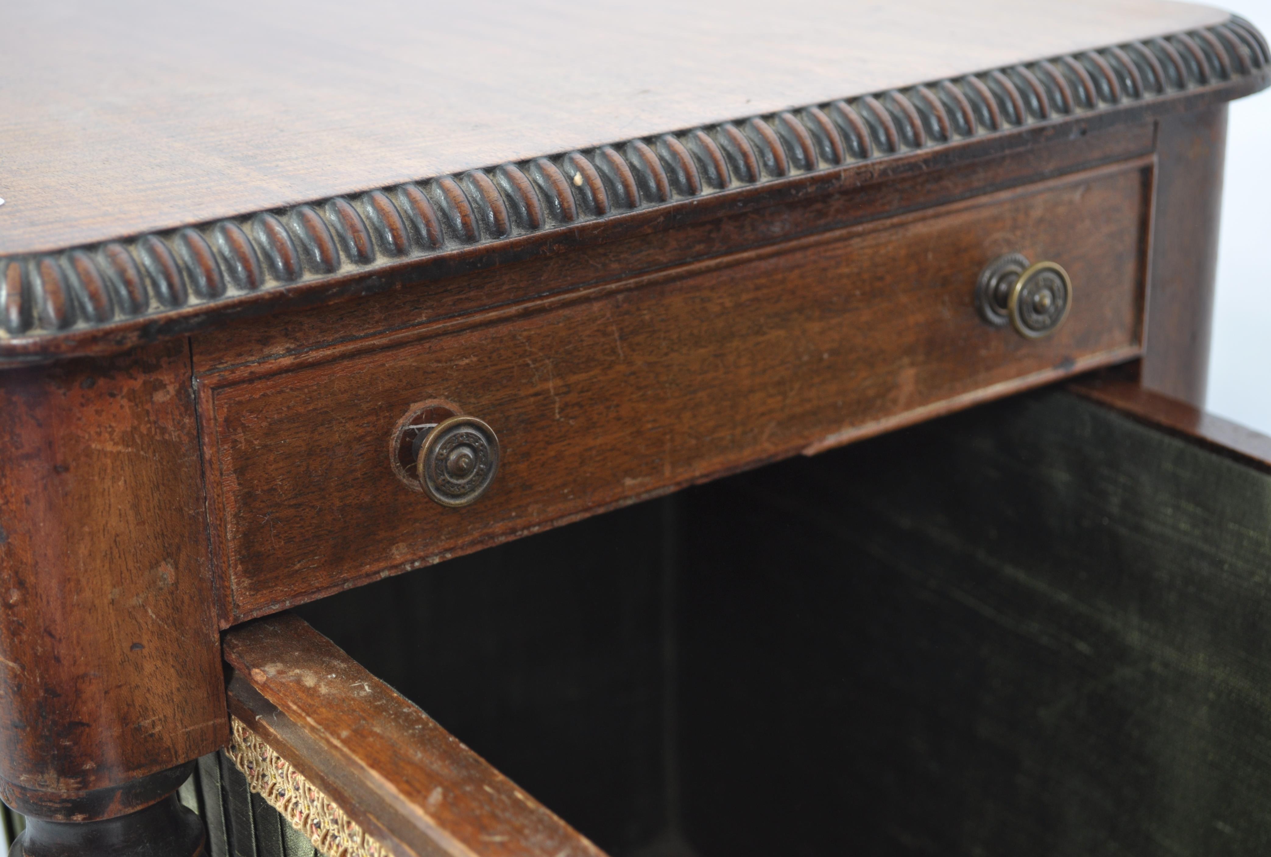 A late 18th century Georgian mahogany work box table in the manner of Gillows raised on ring  turned - Image 5 of 5