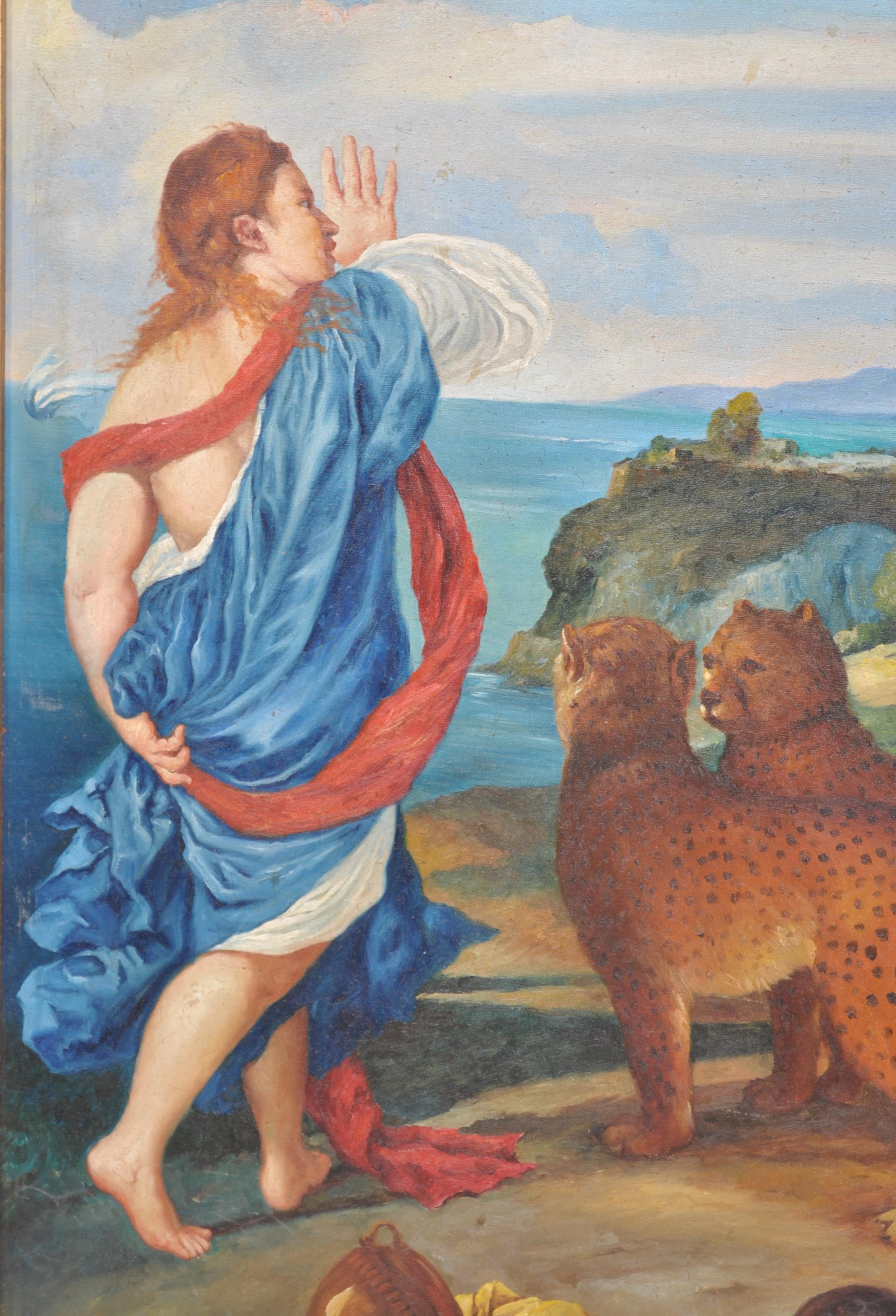 After Tiziano Vecellio, called Titian, a large oil on canvas painting of Bacchus and Ariadne - Image 3 of 7