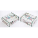 A good pair of 18th / 19th century Chinese famille rose flower bricks/ pillows each  decorated to