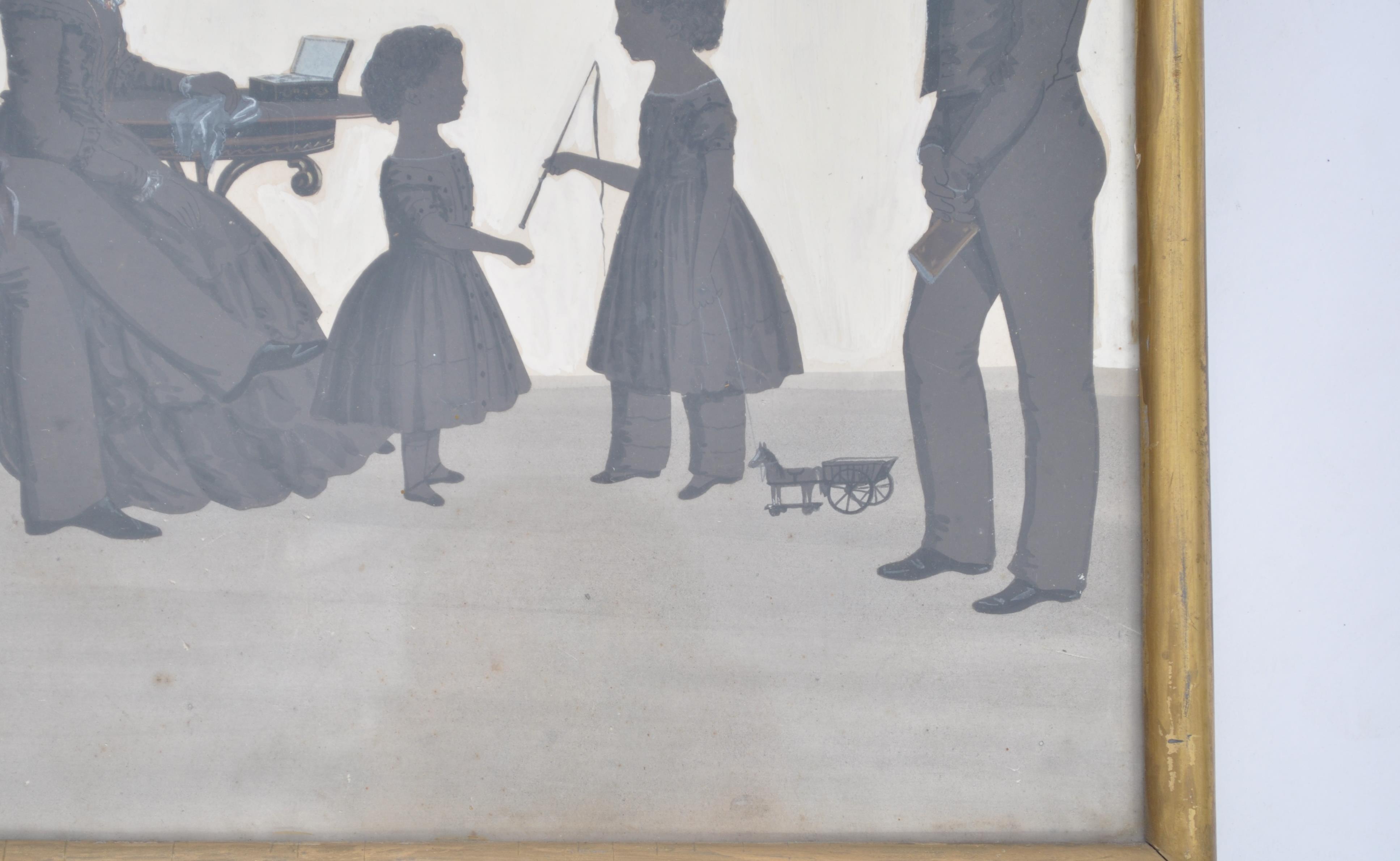 A good 18th / 19th century Georgian / Regency silhouette picture painting being framed and glazed - Image 3 of 5