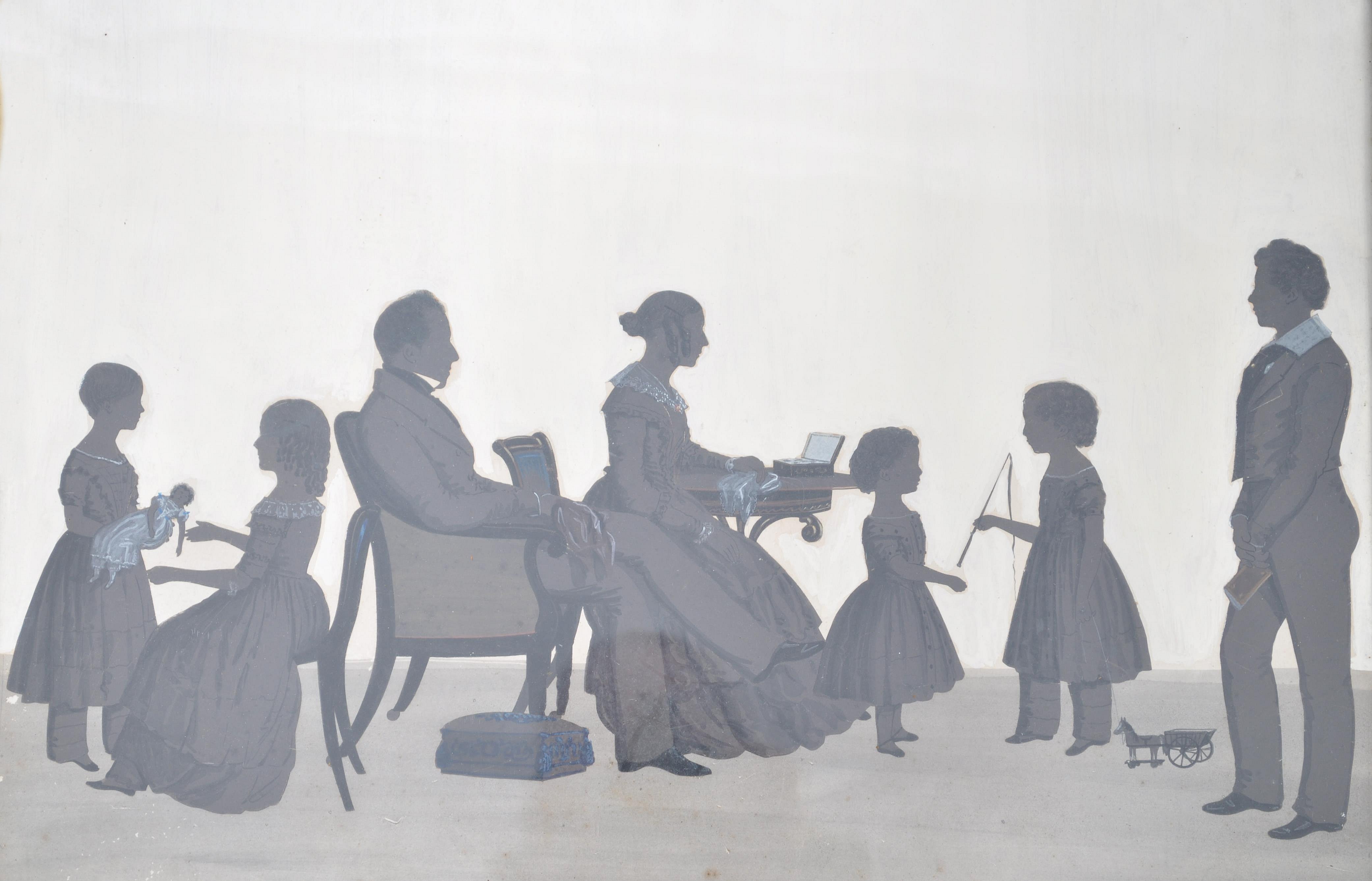 A good 18th / 19th century Georgian / Regency silhouette picture painting being framed and glazed