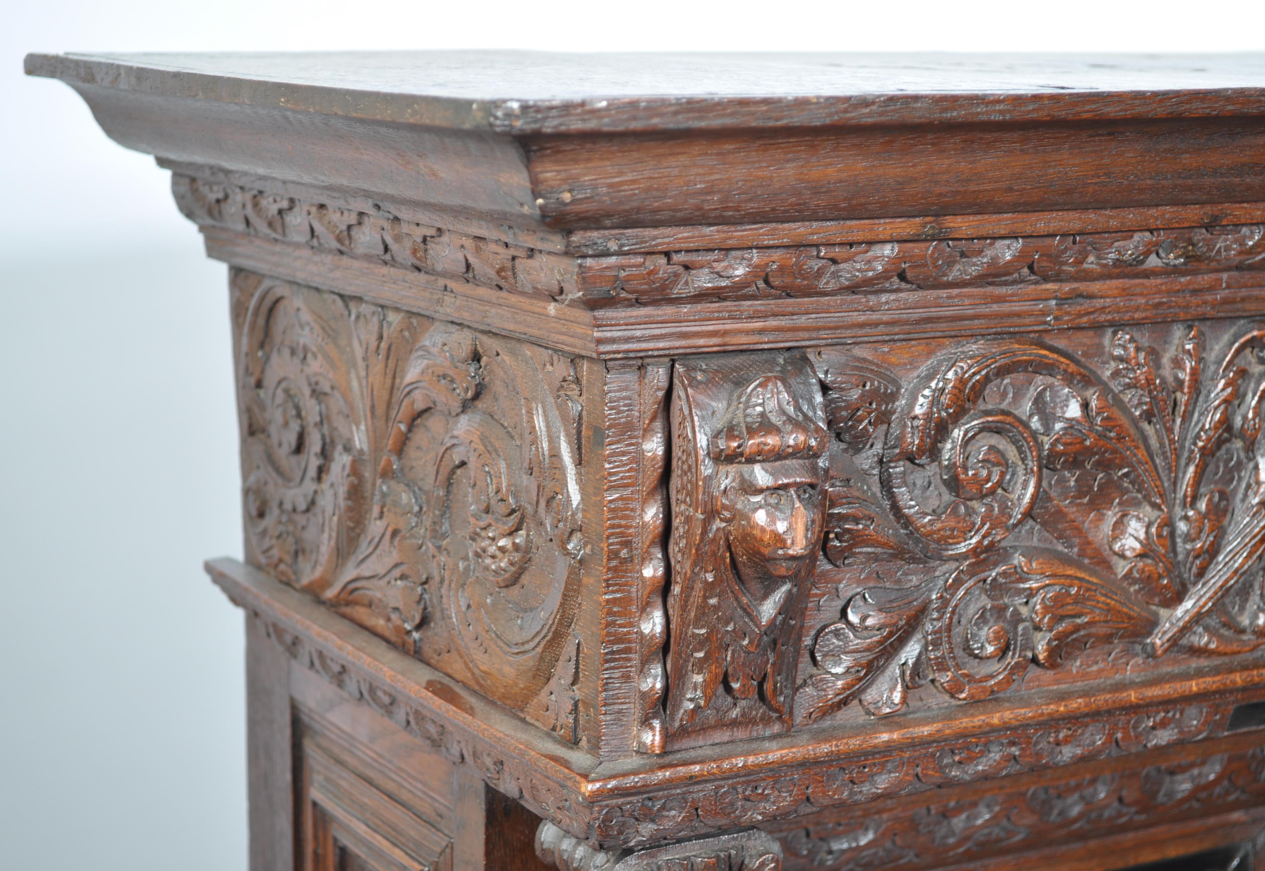 A late 17th / 18th century dutch / Flemish church vestry cabinet on stand. The solid oak carved - Image 4 of 15