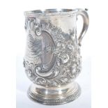 A Georgian 18th century silver hallmarked tankard by Jasper Kelly of London, date letter k for