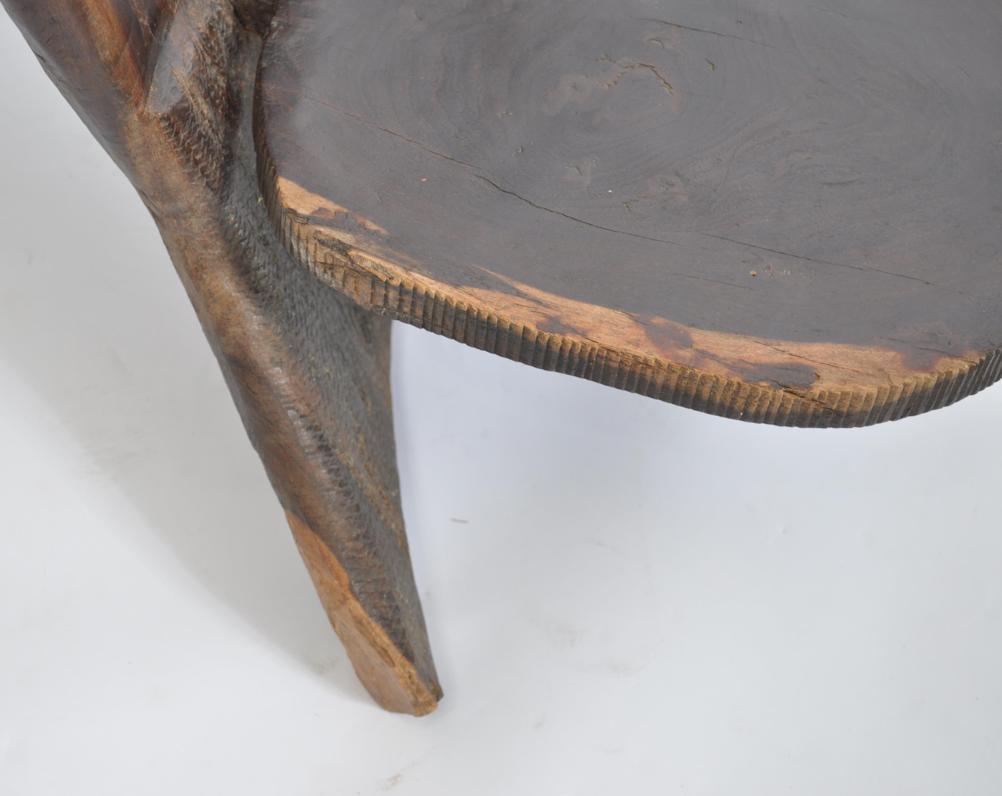 A late 19th century / early  20th century hardwood African tribal Congo birthing chair of two part - Image 7 of 7