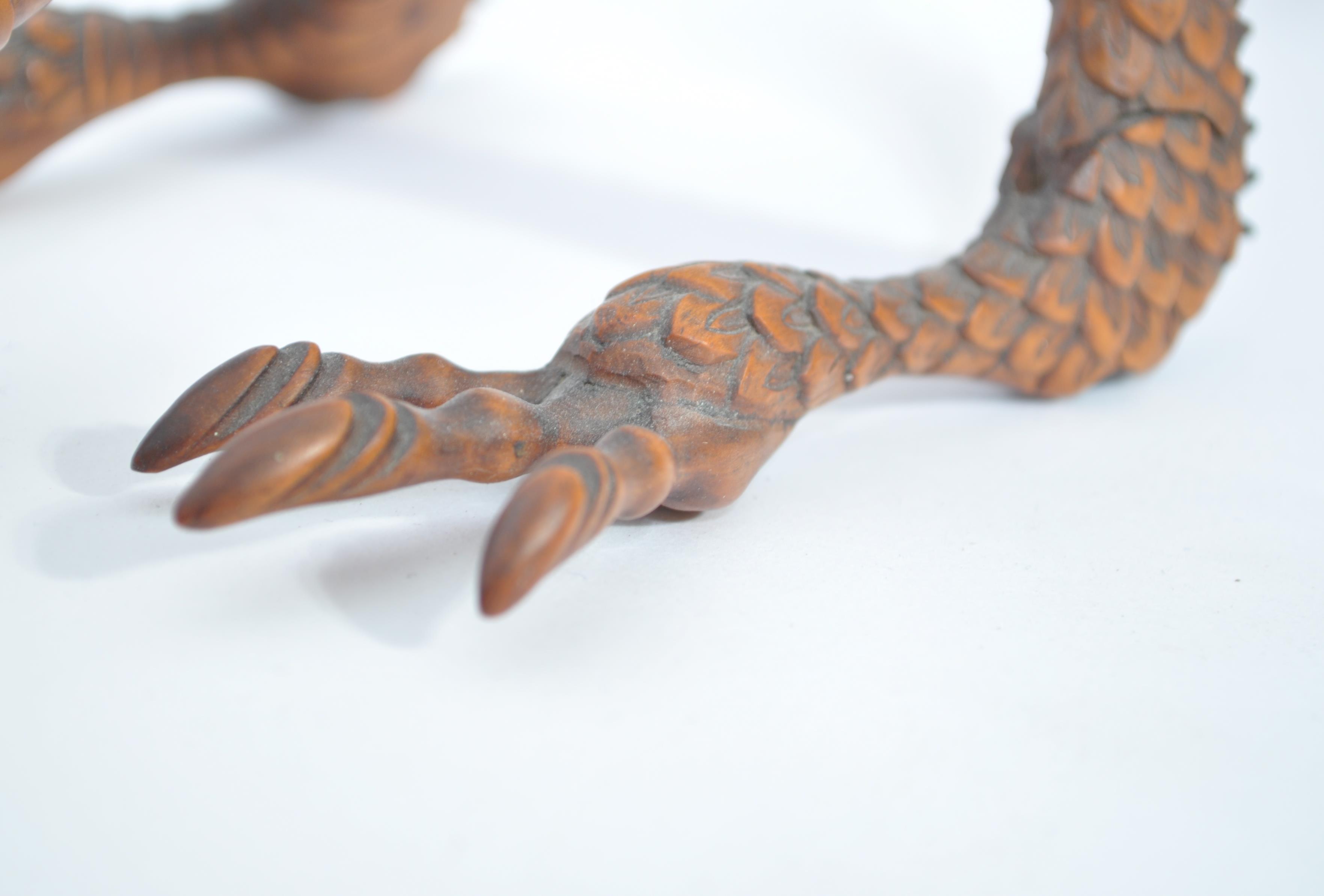 A Japanese carved and articulated wooden dragon Meiji period (1868-1912), probably boxwood, the body - Image 7 of 15