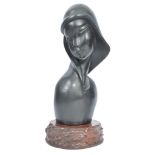 A good 1930's Art Deco Nubian lady ebony sculpture. Of good form being raised on a wooden carved