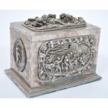A 19th century Victorian silver electrotype casket. Of square heavy form having exceptional repousse