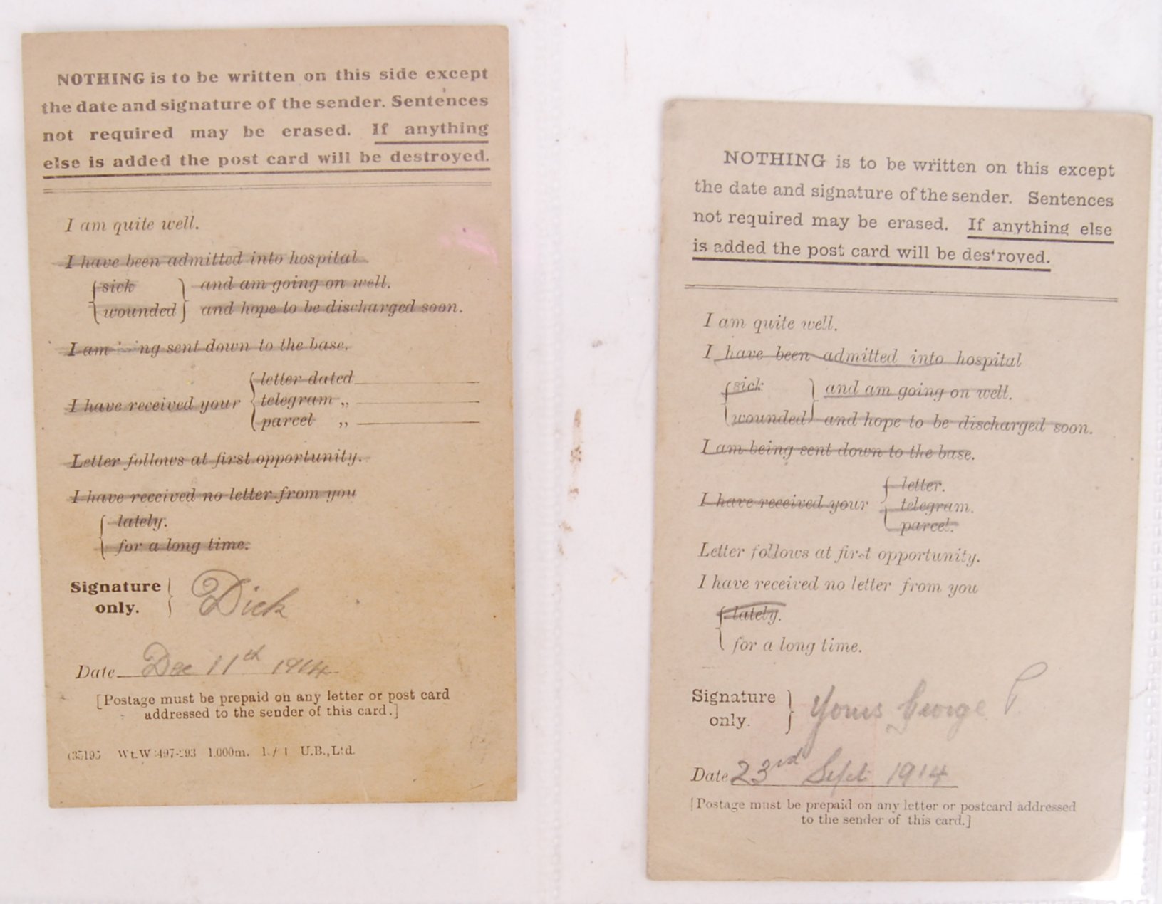 WWI FIELD SERVICE CARDS - Image 4 of 4