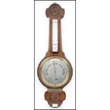 A Oak Cased Banjo Barometer, circa 1920's with pok