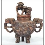 An unusual Oriental Chinese carved stone teapot ra