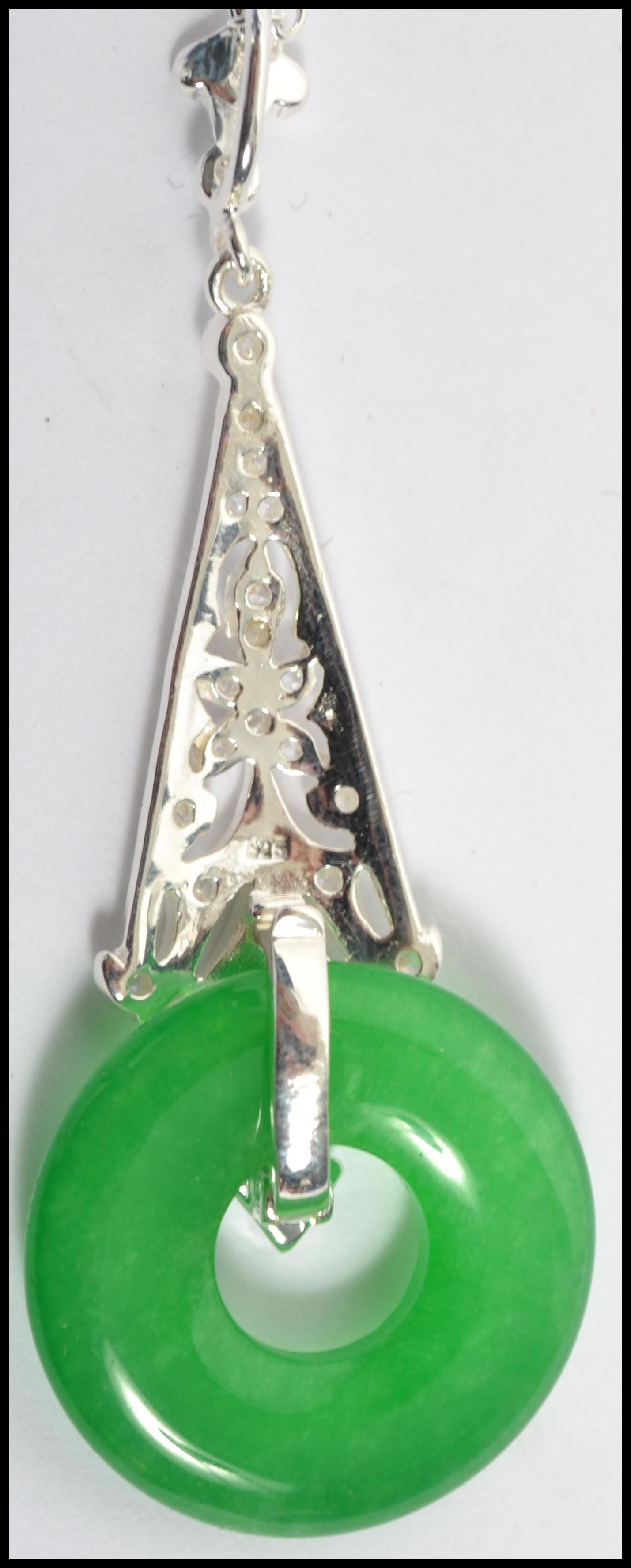 A 20th century silver and jade pendant complete wi - Image 3 of 4