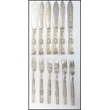 A good set of Victorian silver plated knives and f