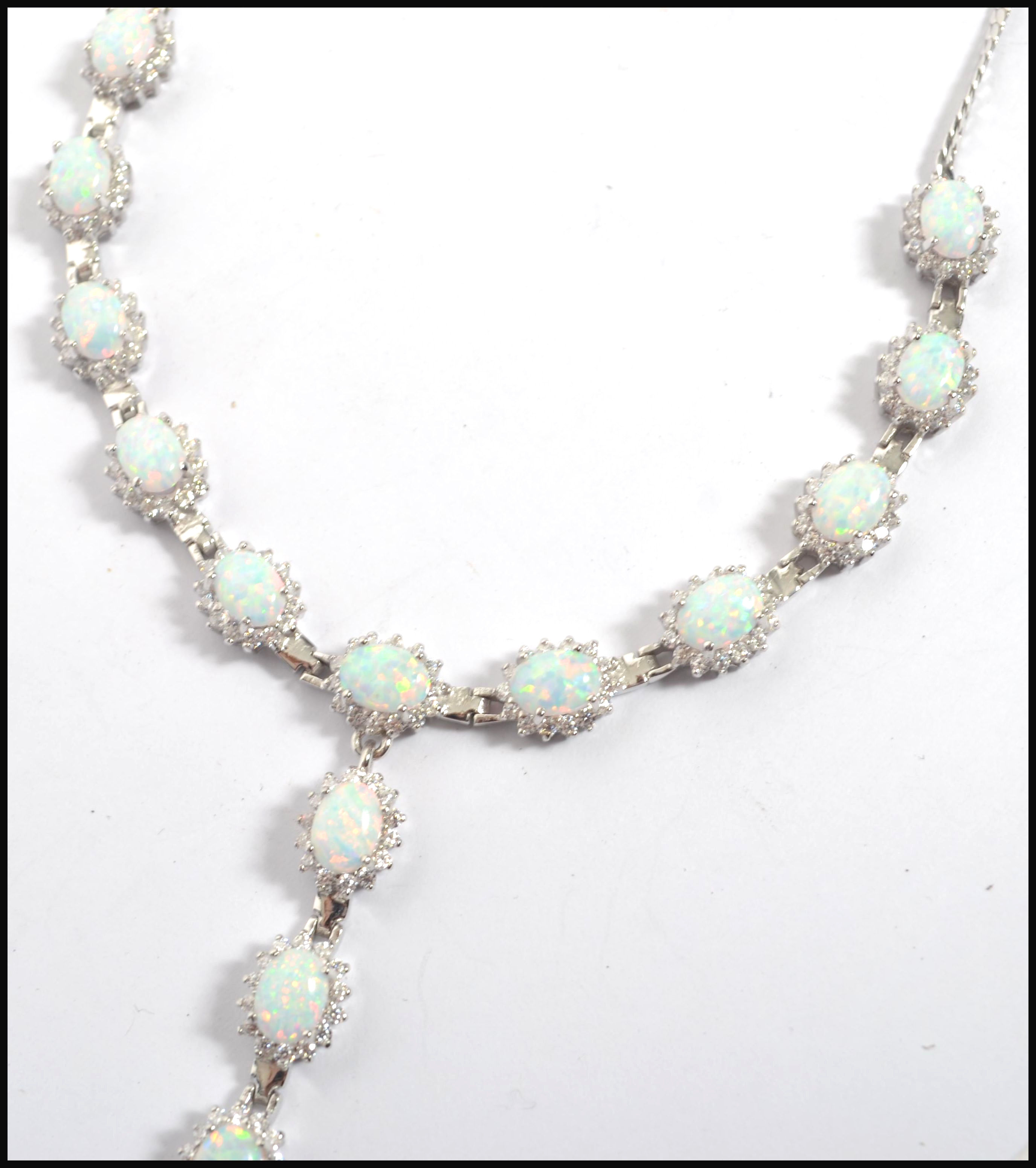 A ladies silver opal and cz adorned contemporary n - Image 4 of 7