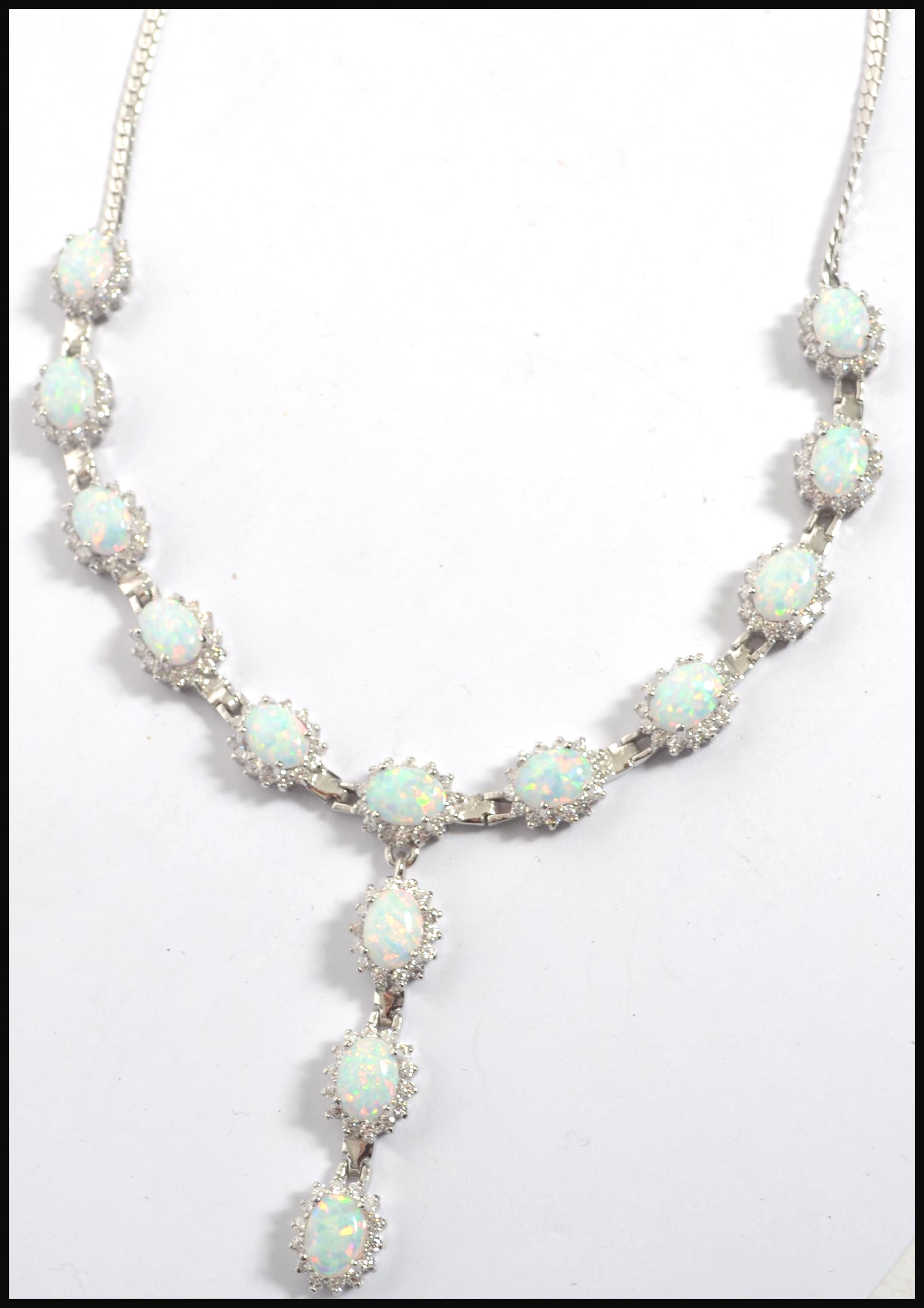 A ladies silver opal and cz adorned contemporary n - Image 2 of 7