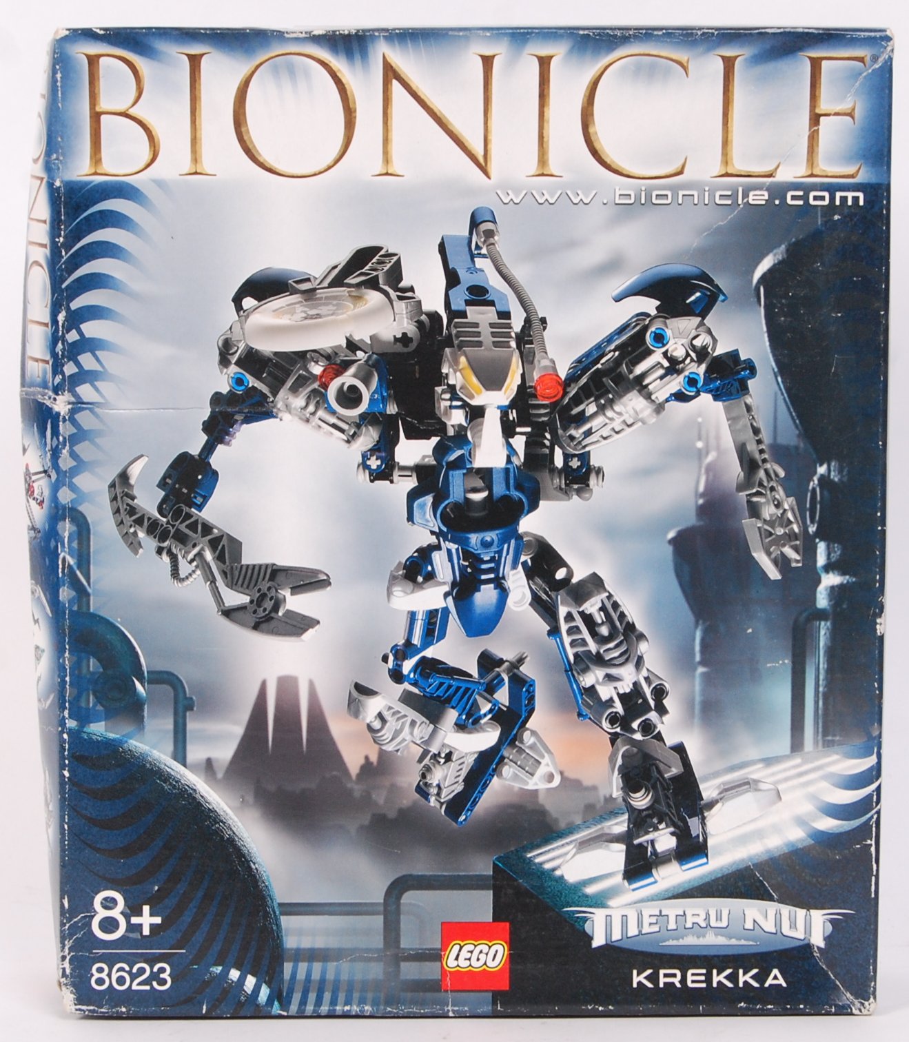 A Lego Bionicle set 8623 Metru Nui ' Krekka .' Factory sealed, unused.