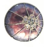 A hallmarked silver and enamel Norman Grant honesty brooch pendant decorated with graduated pink and