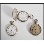A group of three vintage 20th century pocket watches to include a fine silver cased example, and two