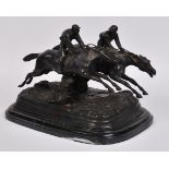 Horse racing interest: after Paul Louis Emile Loiseau-Rousseau (France 1861-1927) bronze, two race