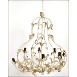 A vintage / retro 20th century pressed metal light fixture, white ground with applied gilt flashes