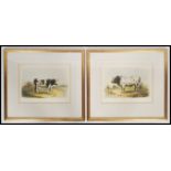 A pair of 19th century framed lithograph French pr