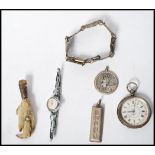 A group of vintage jewellery and watches to include a hallmarked silver Scottish taxidermy claw
