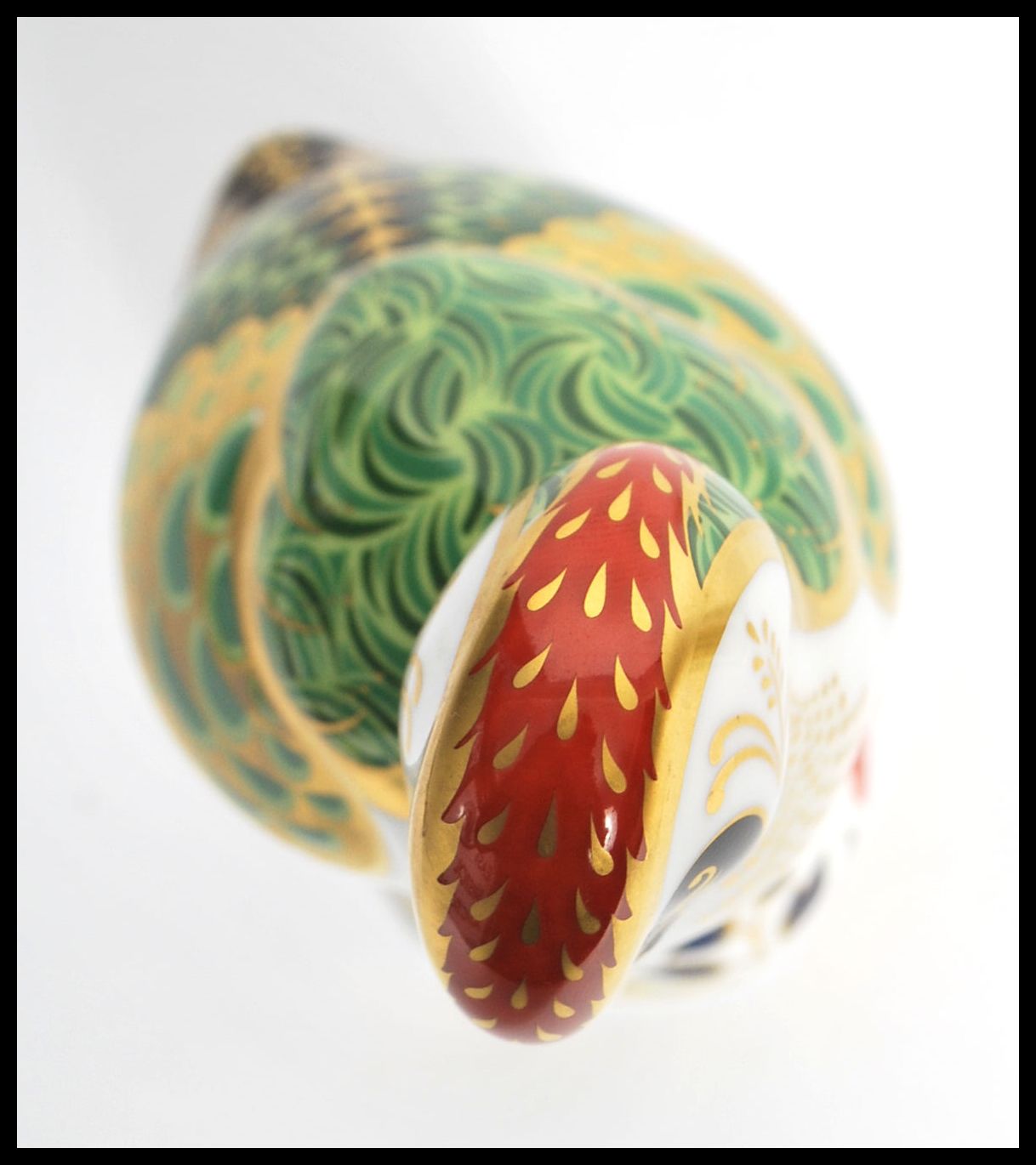 A Royal Crown Derby paperweight, Green Woodpecker, silver stopper and stamped to base. Measures 17 - Image 5 of 6