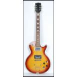 A 20th century vintage style six string electric guitar, sunburst body, mother of pearl finger