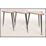 A collection of 3 1950's retro formica topped side - occasional tables, each raised on dansette