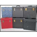 A collection of six vintage / retro 20th century vinyl record LP carry / storage cases, each case