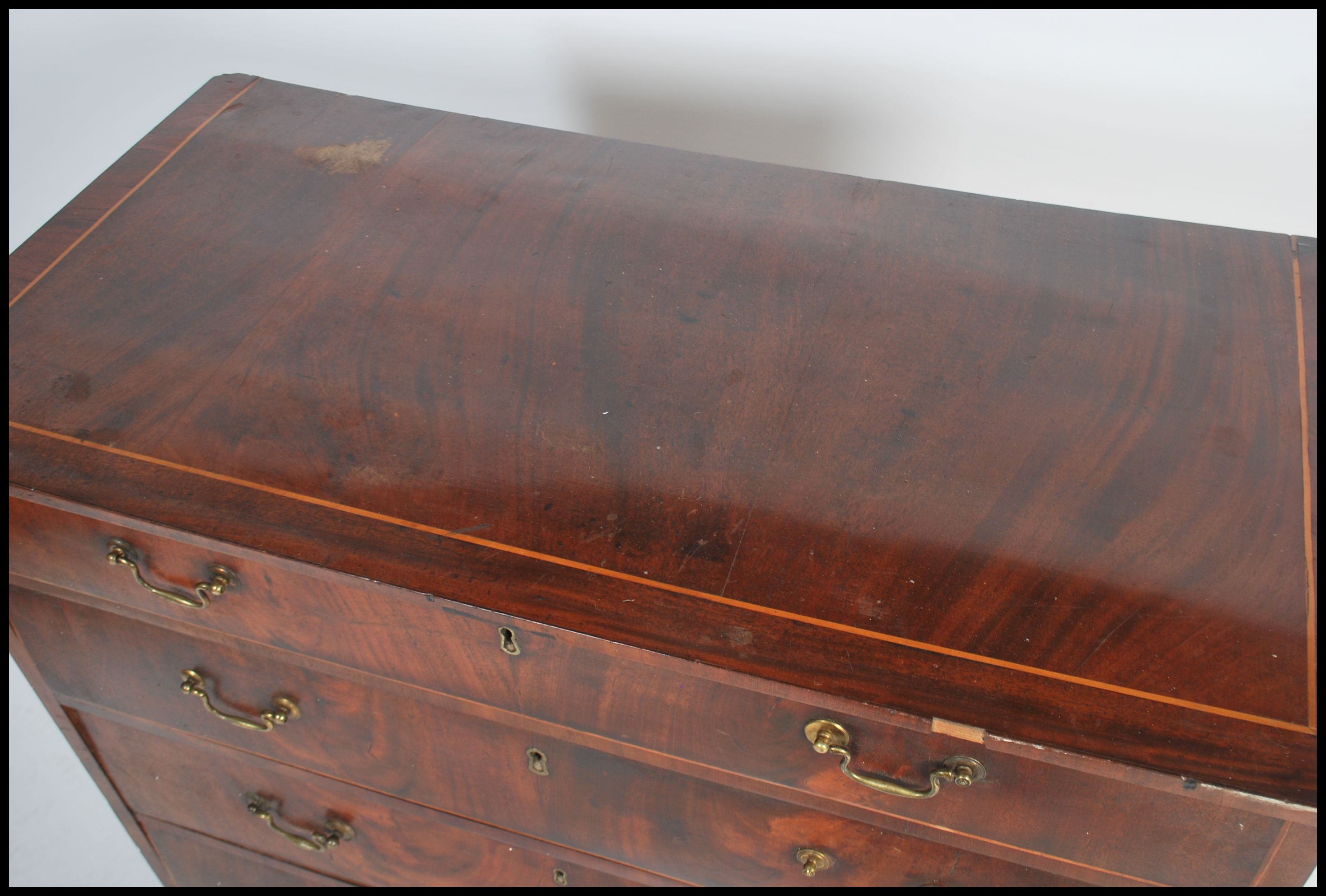 A 19th century Georgian mahogany inlaid chest of d - Image 3 of 5