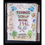TENNIS Lovely post war album with late 1940s contemporary cuttings of players largely Wimbledon