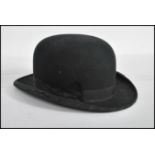 A vintage gentleman's bowler hat by Crook & Sons of Bath ' The Cedric ' Size 6 7/8th with monogram