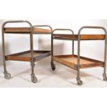 An excellent pair of mid century Industrial tubular metal engineers work trolley's. Each trolley