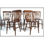 A set of six 19th century Victorian beech and elm Windsor dinning chairs. Raised on turned legs with