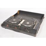 A set of vintage 1970's DJ Decks - record player by being complete in the carry case. The silvered