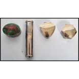 Two silver 925 snuff / pill pots one in rounded triangular form and the other a six sided