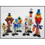 A large collection of vintage 20th century Italian Murano clowns to include various shapes, sizes