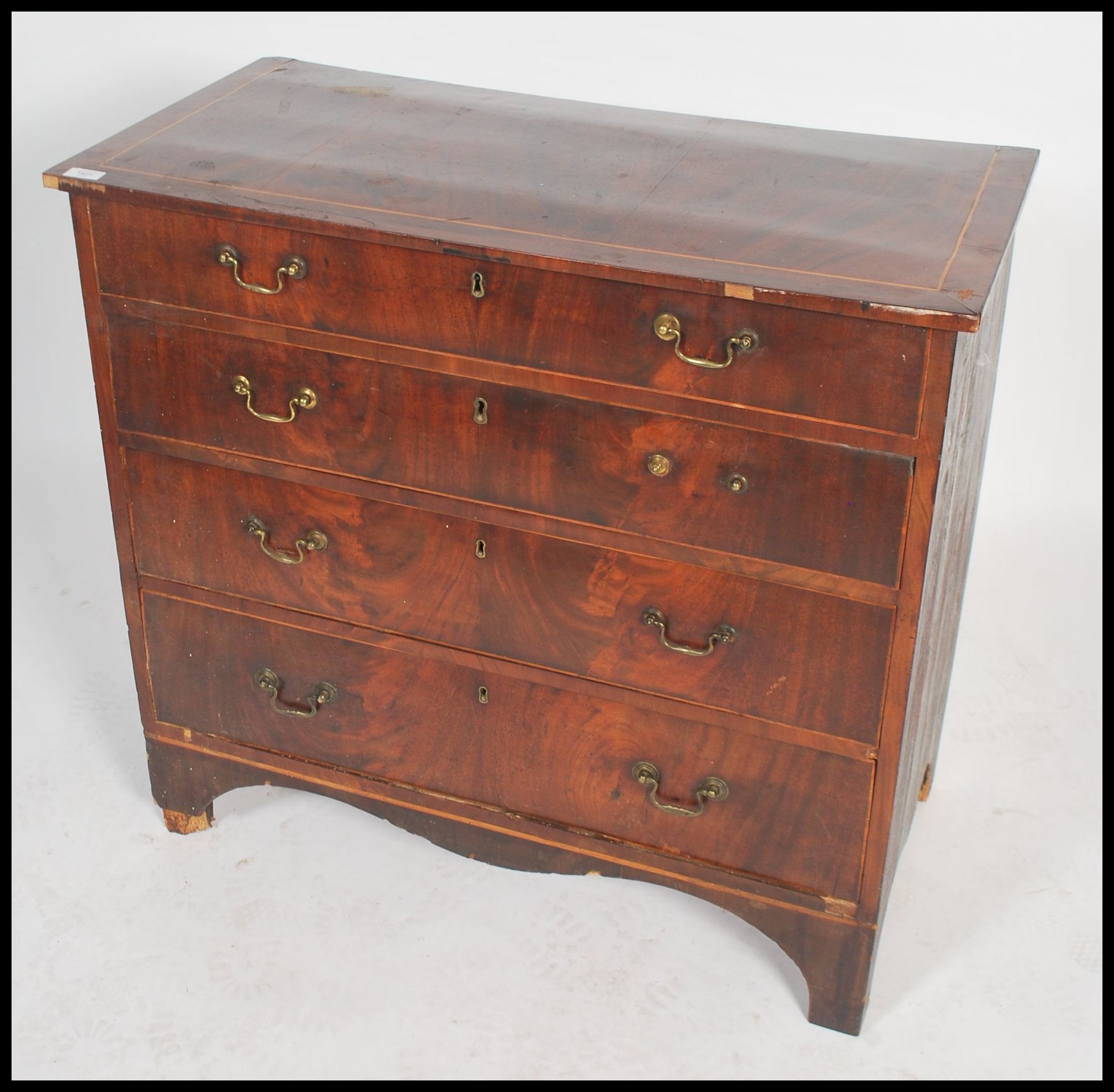 A 19th century Georgian mahogany inlaid chest of d - Image 2 of 5