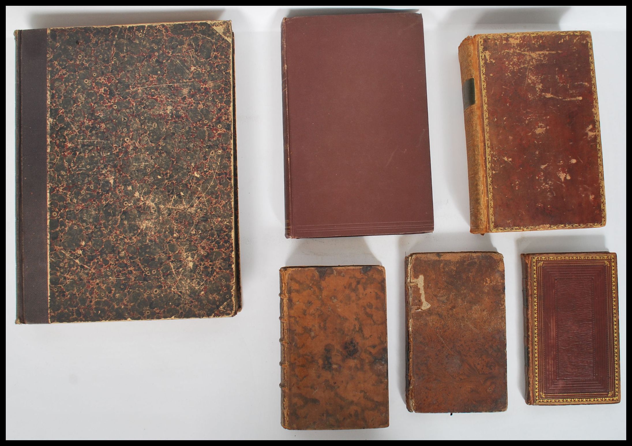 A collection of Antique Georgian and Victorian 19th century mainly leather bound books to include - Image 2 of 21