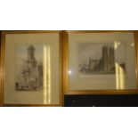 A group of six framed and glazed 19th century style architectural etchings / plates of famous
