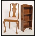 A 1930's Queen Anne walnut bedroom chair raised on cabriole legs with pad feet together with an