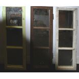 A set of three vintage early 20th century upcycled French window pane / shutters, the frames