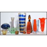 A collection of vintage 20th century studio art glass to include Art Deco examples, large faceted