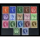 GB STAMPS 1952-54 Tudor watermark set of 17 values. Unmounted mint.Includes the 11d key value. SG